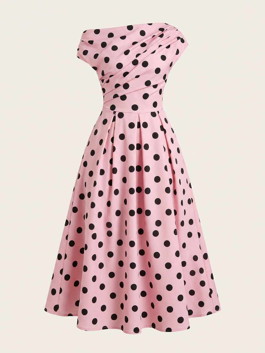Polka Dot Midi Wedding Guest Dress - studio