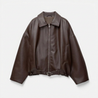 Belted Cropped Faux Leather Jacket - studio